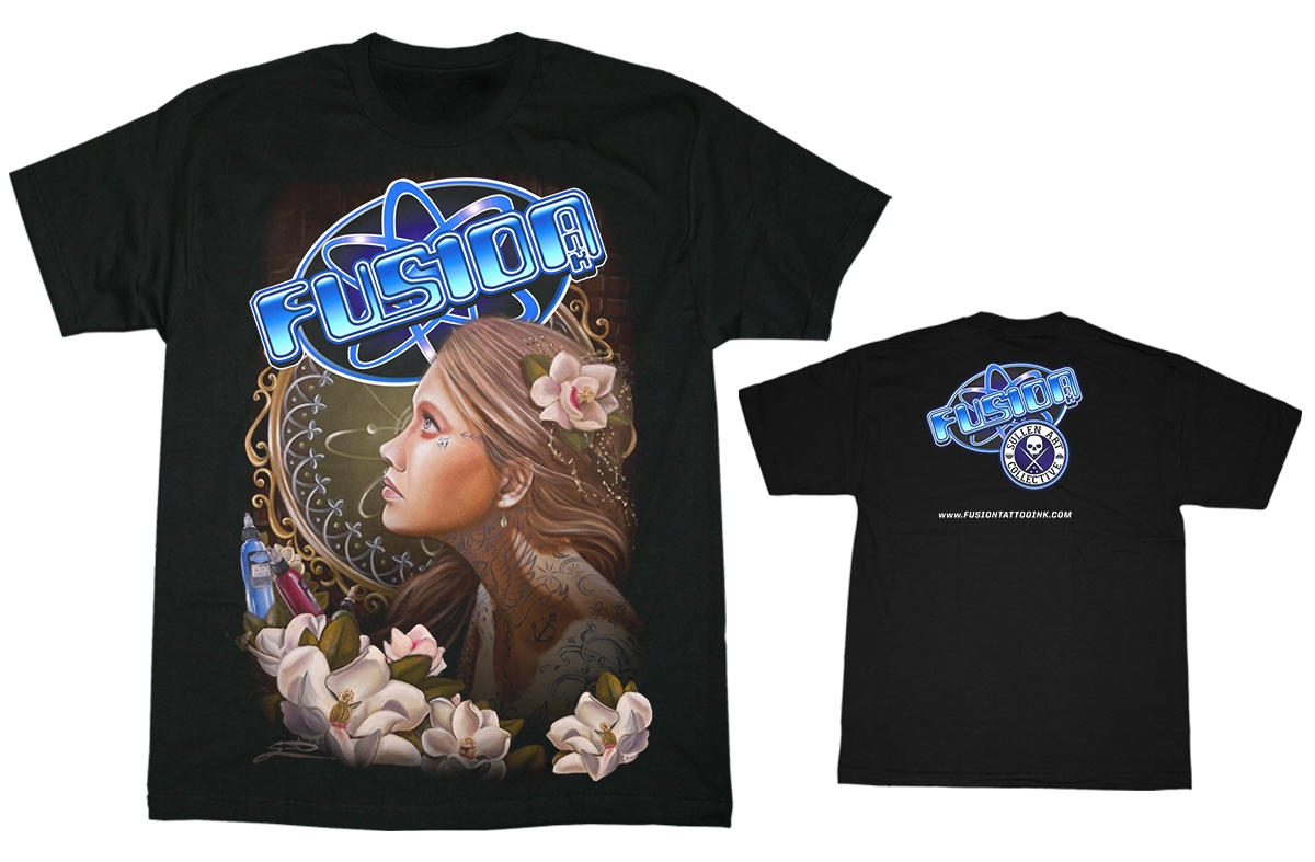 Fusion Tattoo Ink T-Shirt by Sullen - Johnny Smith Girl w/Flower Fusion Tattoo Ink T-Shirt by Sullen - Johnny Smith Girl w/Flower