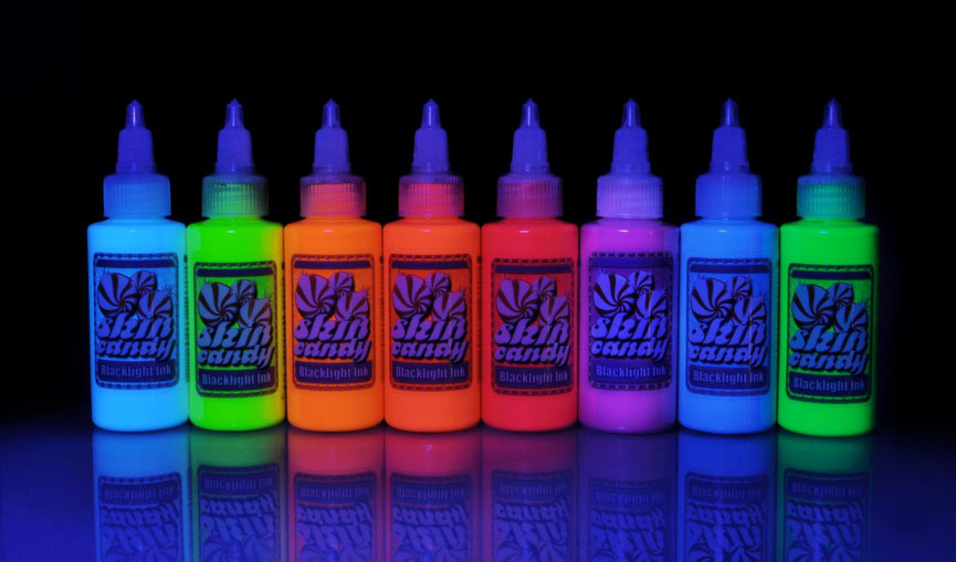 UV Tattoo Ink - Skin Candy Tattoo Ink 8 Color Black Light Set